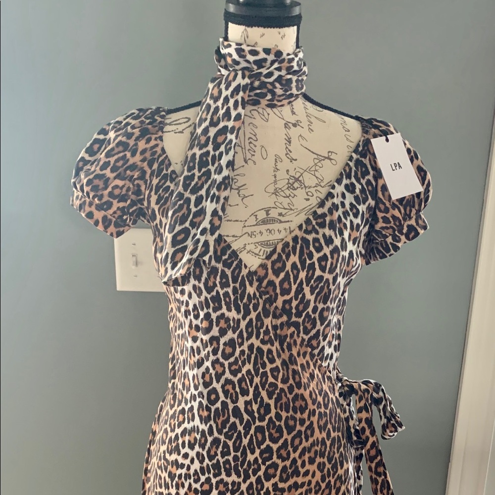 LPA leopard print wrap dress
